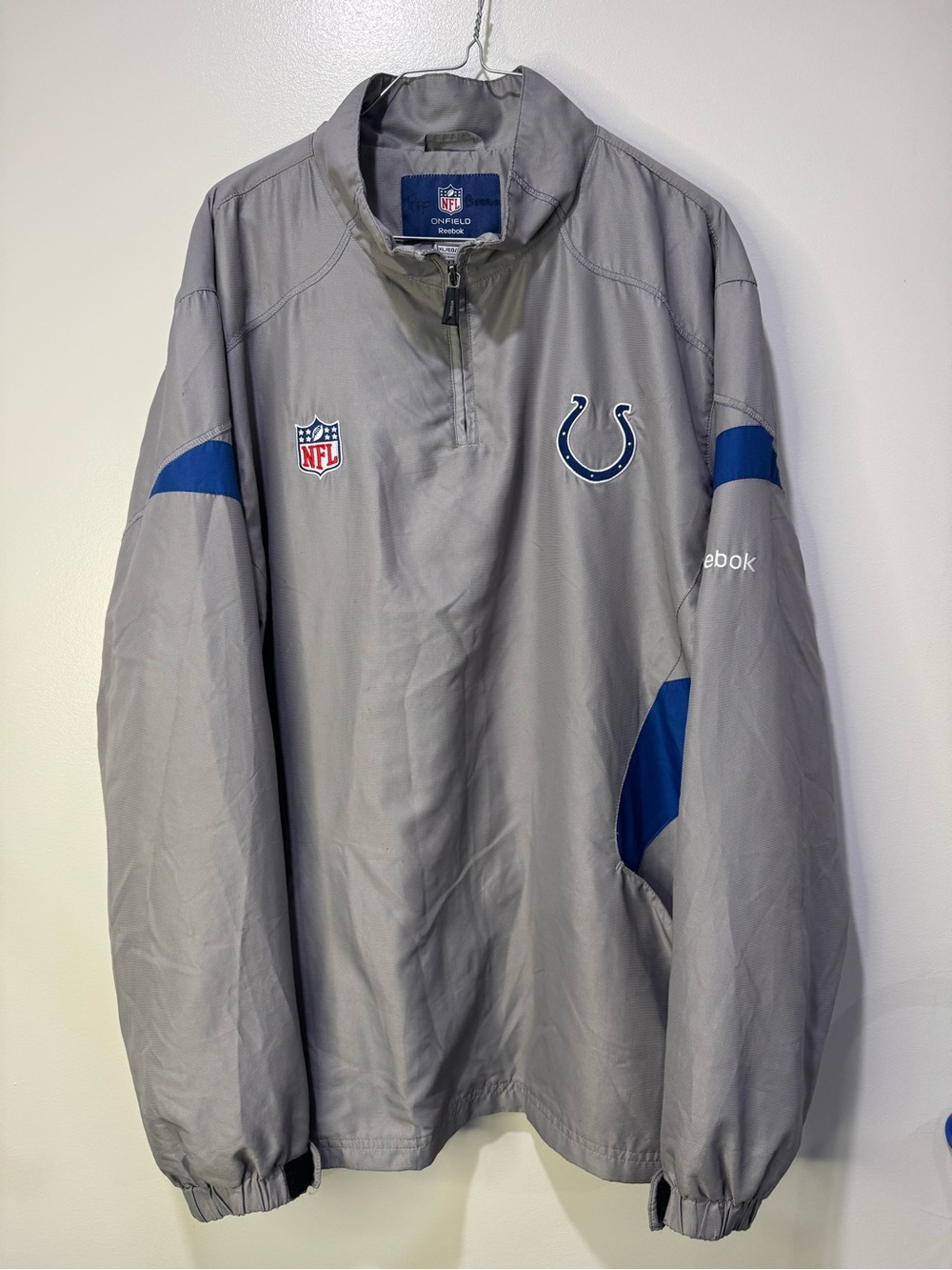 Reebok Gray and Blue Indianapolis Colts Windbreaker Pullover